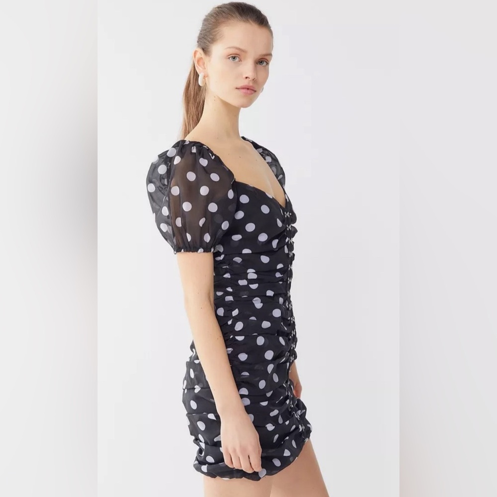 Urban Outfitters Black & White Skye Polka Dot Mini Dress Size medium